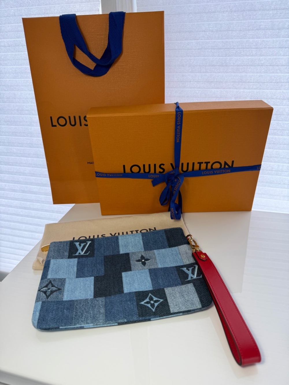 Louis Vuitton Denim Monogram Large Patchwork City Pouch